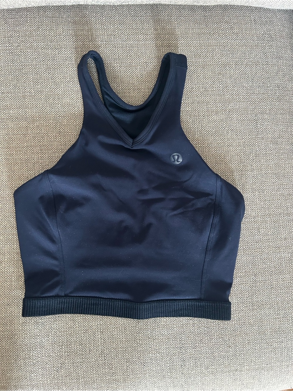 Lululemon Cropped V-Neck Tennis Tank Top, Medium Support — Navy, Size 2